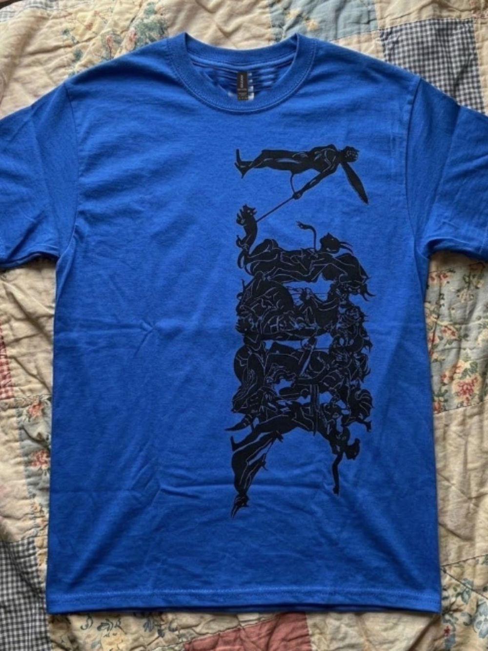Gildan Royal Blue Short Sleeve Tee with Black Vertical Graphic